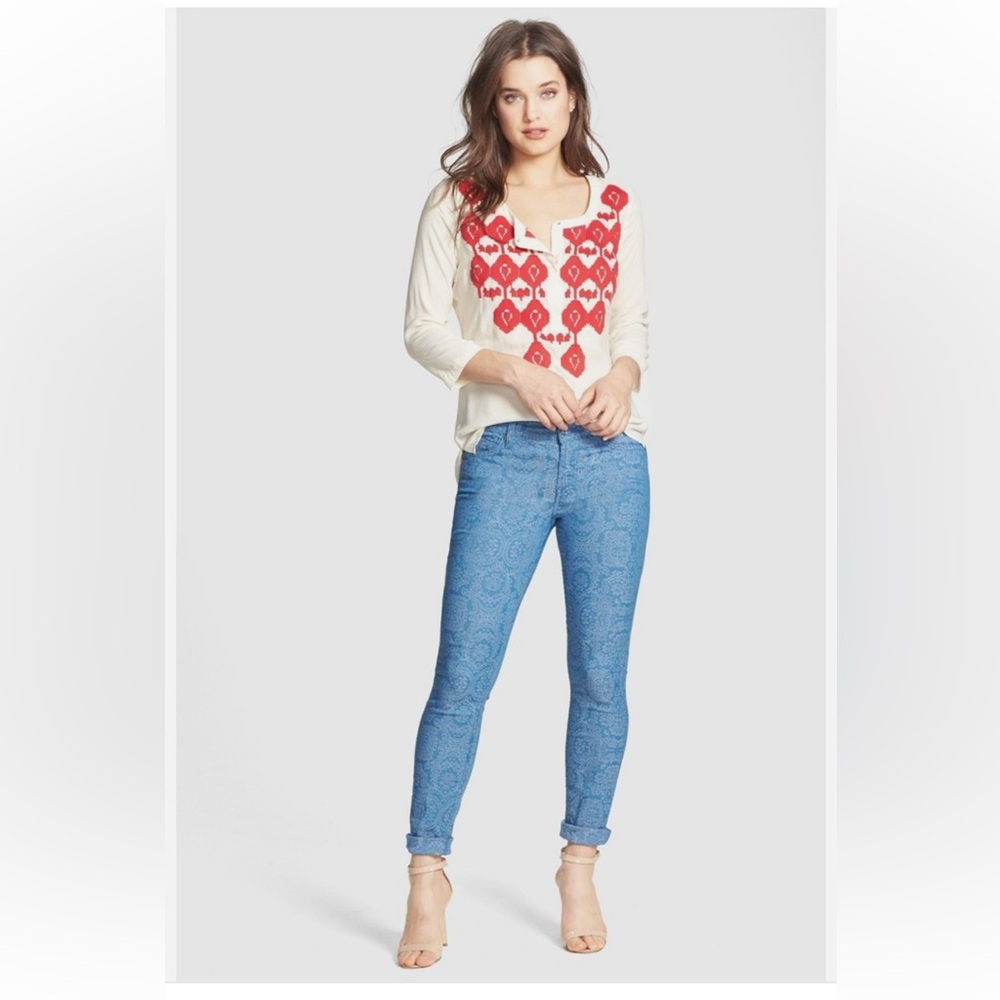 7 For All Mankind The Skinny in Moroccan Blue Jacquard jeans